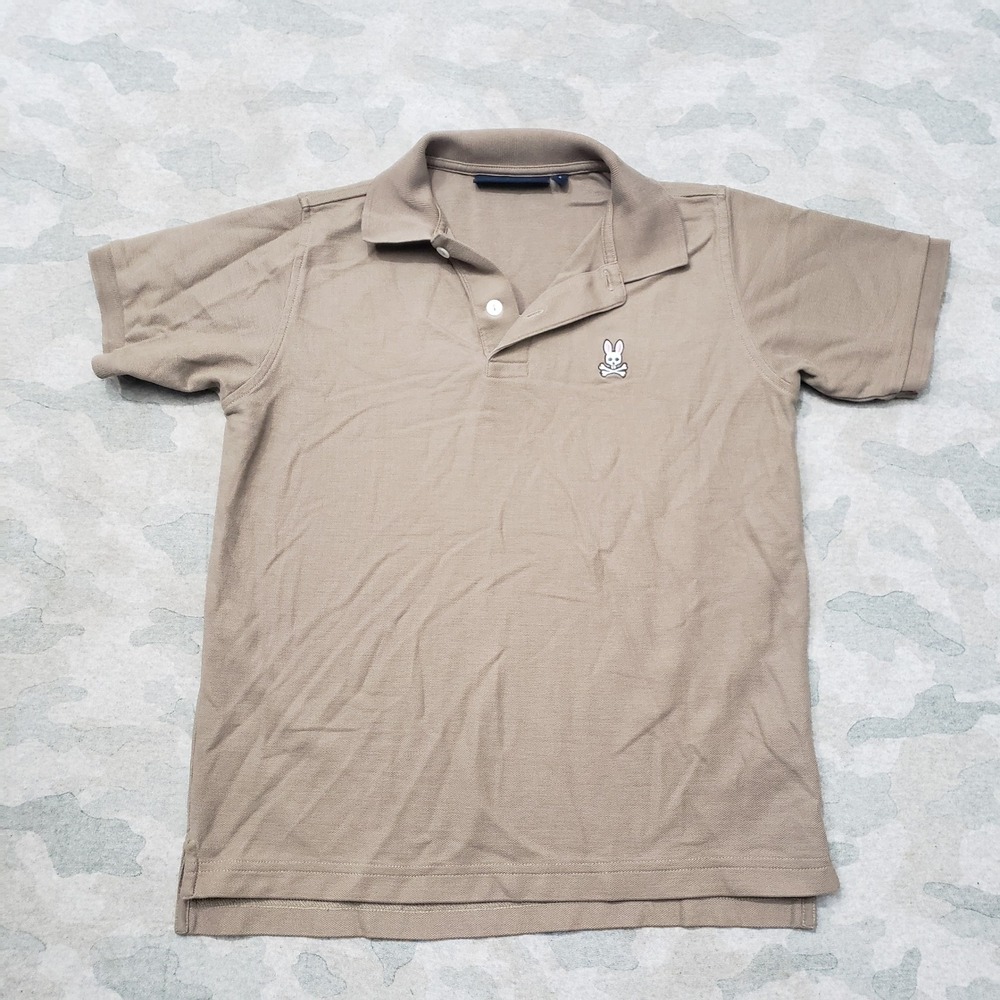 Psycho Bunny Polo Shirt Boys Size Large Brown Short Sleeve Golf Preppy